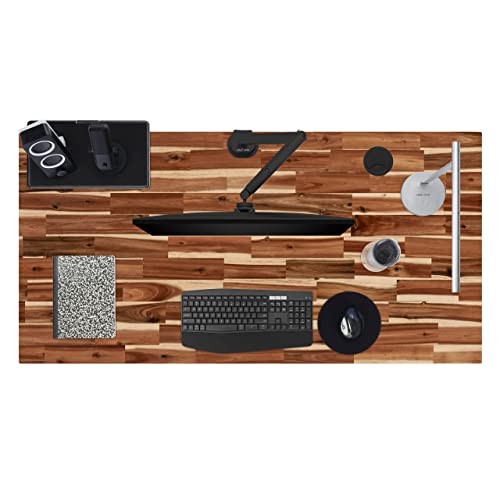 UPLIFT DESK Acacia Butcher Block (72 x 30 inch) Standing Desk 2-Leg V3 Adjustable Stand Up C-Frame (Black), Advanced Keypad, Wire Grommets, Wire Tray, Rocker Board