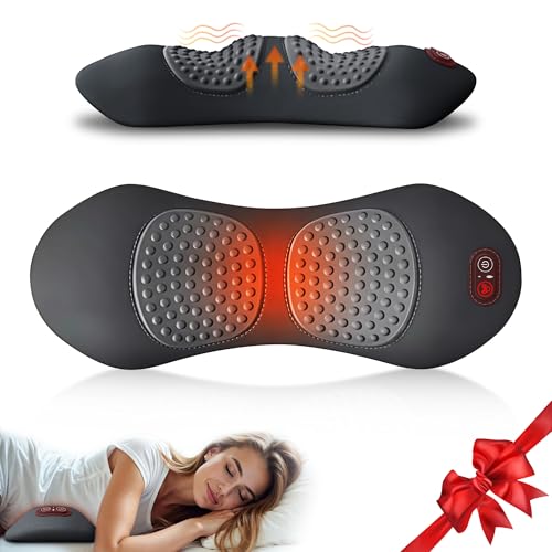 Hzwioe 3 in 1 Upadate Rechargeable Electric Lumbar Support Pillow with Adjustable Height for Bed and Chair,Cordless Back Massager for Pain Relief Deep Tissue,Back Massager with Heat for Home & Office