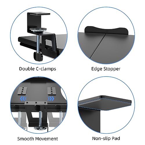 suptek Keyboard Tray Under Desk Pull Out with C Clamp Mount, Computer Keyboard & Mouse Tray, 25.6 (30 Including Clamps) x 11.8 inch Slide-Out Platform Computer Drawer for Typing, Black, DSF1