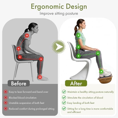 Atoping Ergonomic Wooden Footrest for Under Desk, Foot Rest with Anti-Slip Surface, Comfortable Desk Foot Stool for Office Home Gaming, Improve Posture & Promote Blood Circulation