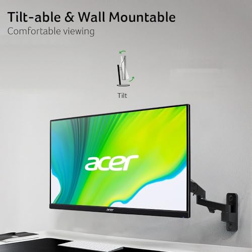 Acer 27 Inch Monitor- KB272-27 Inch FHD IPS (1920 x 1080) Display, Up to 120Hz Refresh Rate, 99% sRGB, Tilt, Adaptive-Sync Support (FreeSync Compatible) 1ms (VRB), sRGB 99% Color, HDMI & VGA Ports
