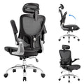 marrap Ergonomic Office Chair, Mesh Desk Chair with 3D Armrests, Adjustable Lumbar Support and Headrest, 90-120° Rocking Function, Black