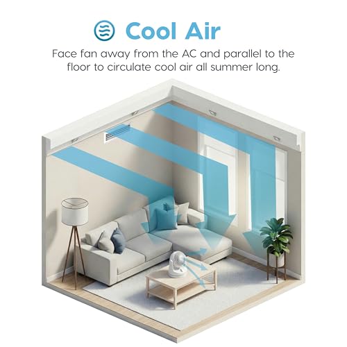 IRIS USA WOOZOO Desk Fan, Oscillating Air Circulator, 3 Speeds, 32ft Max Air Distance, 108ft² Coverage, 112° Adjustable Vertical Tilt, 27db Quiet Motor, Small Fan for Bedroom, Office, Dorm, White