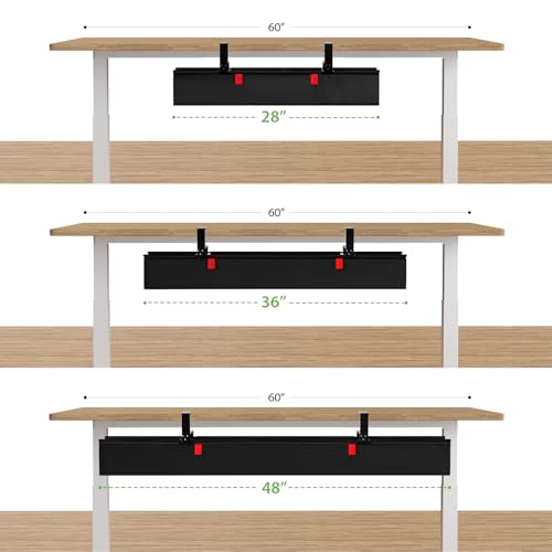 KEEGH Extra Large 48" Under Desk Cable Management Tray - Under Desk Cord Management - Clamp/Screw Mount - Support Upto 70lbs - Fabric Wire Management - Cable Raceways Tray Cord Hiders for Office/Home