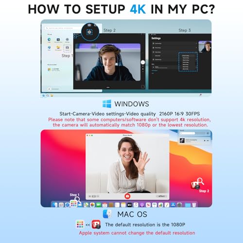 AOC 4k Webcam for PC with Microphone, Computer Camera with Noise Cancellation, Privacy Cover, 99° FOV, Plug & Play USB Webcam for Streaming, Conferencing, Zoom, Skype, Facetime, Laptop, PC, Skype