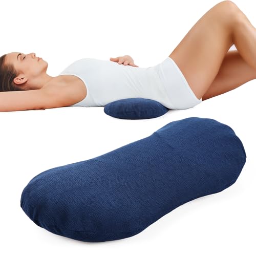 COMFYTHERA Lumbar Support Pillow for Sleeping Memory Foam Lumbar Support Cushion for Lower Back Pain Relief, Back Support Bed Pillow Waist Support (Dark Blue, Large)