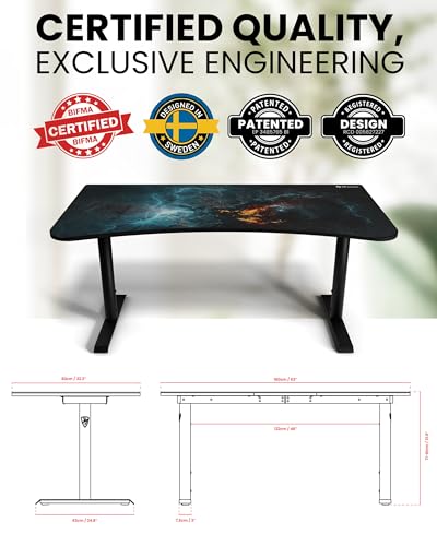 Arozzi Arena Special Edition Ultrawide Curved Gaming and Office Desk with Full Surface Water Resistant Desk Mat Custom Monitor Mount Cable Management Cut Outs - Omega