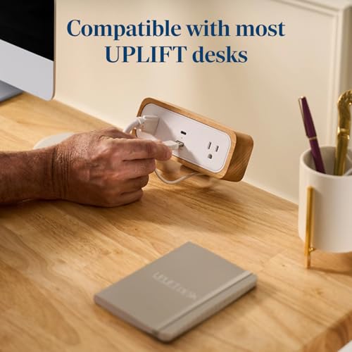 UPLIFT DESK DuoMount Desk Clamp Power Strip – USB-C & USB-A Charging Desk Power Strips with 10ft Cord, Edge Mount Hub for Home Office and Gaming Accessories (White, Beech Wood)