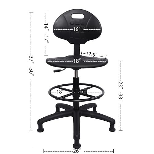 TAKE UR SEAT® Deluxe Drafting Lab Stool Chair, 18'' Adjustable Footring, 10'' Adjustable Height, 450 lbs seat Capacity, Heavy Duty, Shipped Within 24 Hours (Glide Non-Rolling)