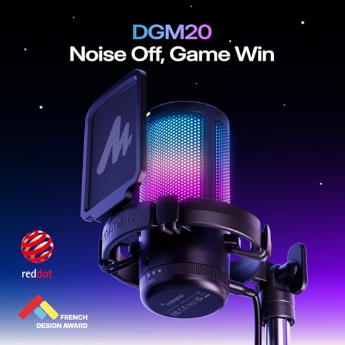 MAONO USB Gaming Microphone, Noise Cancellation Condenser Mic with Mute, Gain, Monitoring, Boom Arm Mic for Streaming, Podcast, Twitch, YouTube, Discord, PC, Computer, PS4, PS5, Mac, GamerWave DGM20S
