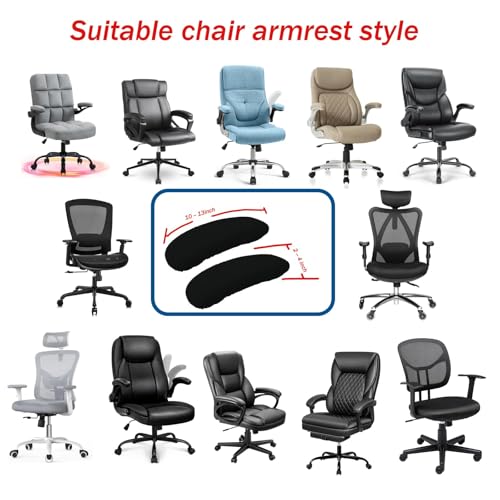 BAIDATONG Office Chair Arm Covers,Office Chair Arm Rest Cover Gaming Chair Armrest Covers Office Removable Arm Rest Covering Elastic Chair Armrest Cover (Black, 2Pcs/Set (10-13) x (2-4) x 1.9 inches)