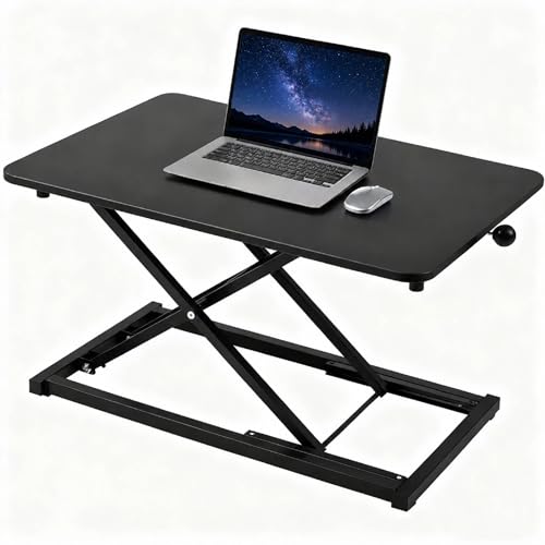 Rxrpexjke Height Adjustable Standing Desk Converter,Keyboard Riser for Stand Up Desk,Computer Keyboard Stand for Desktop,Portable Workstation Table for Home Office Black 23.6 Inch