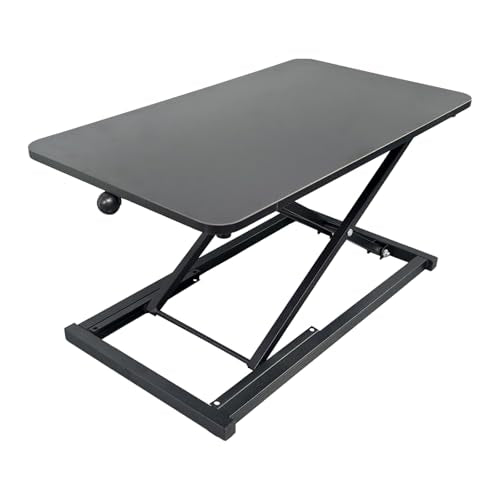 Amestar 23.6 Inch Standing Desk Converter Adjustable Height, Black Computer Desk, Sit Stand Tabletop Monitor and Laptop Riser Platform Workstation, Computer Keyboard Stand for Desktop