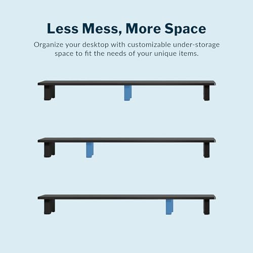 Vari Modern Monitor Riser - Large Dual Monitor Stand - Elevated Desk Shelf for Home Office Organization - Durable and Lightweight - Ideal for Computer and Gaming Setup - Black, 40”x10”x4”