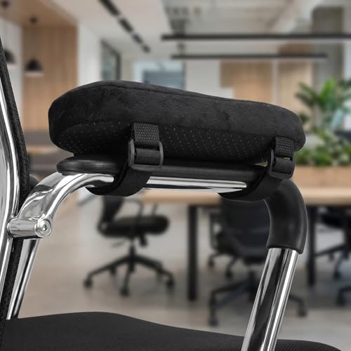 Lxdzsm Memory Foam Office Chair Armrest Covers, 2 Pack Arm Pads with Pressure Relief Elbow Pillow, Universal Fit Arm Rest Cushion for Desk Chair, Gaming Chair
