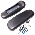 CHAHEKAI Office Chair Arm Replacement, PU Armrest Arm Pads Caps, Univeral 4" Mounting Hole, (Set of 2) Black with Screws Washer and Wrench