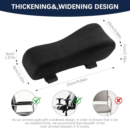 Ergonomic Office Chair Arm Pads, Memory Foam Armrest Cushions for Desk Chair Gaming Chair, Elbow Pressure Relief, 2 Pack
