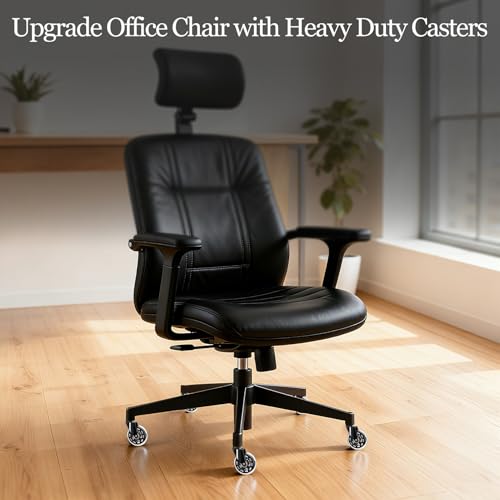 TESUMI Office Chair Wheels 3" Inch Roller Blade Rubber Chair Casters Replacement, Heavy Duty Quiet No Scratch Gaming Chair Wheel for Hardwood Floor Carpet, Set of 5, 11mm Universal Fit/Not for 1KEA