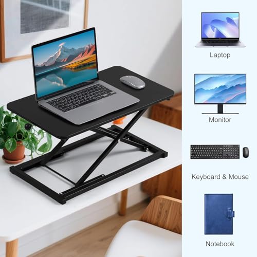 ADQZYWT Height Adjustable Standing Desk Converter, Keyboard Riser for Stand Up Desk Riser, Computer Keyboard Stand for Desktop, Ergonomic Sit Stand Computer Workstations Black Size 23.6 Inch