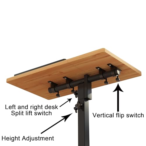 TigerDad Mobile Adjustable Height Laptop Stand PC Computer Portable Notebook Swivel Laptop Desk Rolling Table Desk Cart Tiltable with Wheels Casters& Mouse Pad Table