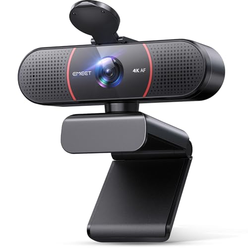 EMEET C960 4K Webcam for PC, 4K UHD CMOS Sensor, PDAF Auto Focus, Dual Omnidirectional Mics, Auto Light Correction, 73° FOV, Plug&Play Webcam w/Privacy Cover, Works w/Zoom/Teams/Skype/Google Meet
