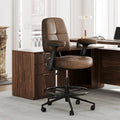 Perledesign Drafting Executive Chair, Tall Office Chair with Padded Flip-Up Armrests, Mid-Back Cushioned Seat, 360° Swivel Rolling Computer Desk Chair for Standing Desk & Home Office, Vintage Brown