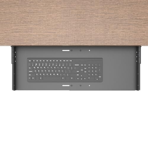 JINGCHENGMEI Sliding Keyboard Tray Under Desk, Pull-Out Keyboard and Mouse Tray, 27 x 9.8 inches Large Platform Slide-Out Computer Drawer for Typing, Metal, Black