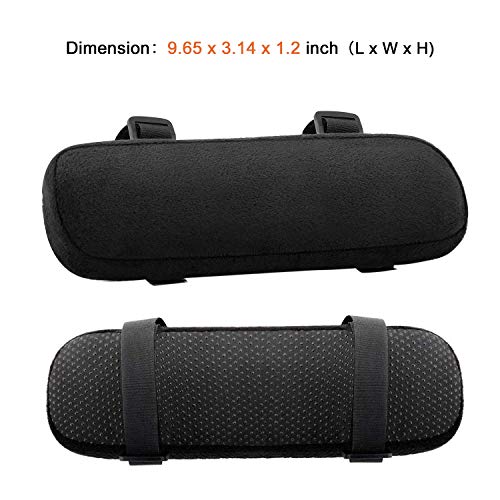 MOSISO Chair Armrest Pads (2 Pack), Memory Foam Home/Office Chair Arm Rest Covers Comfy Computer Gaming Elbow Cushion Removable Washable Elbow Support Forearm Pressure Relief, Black
