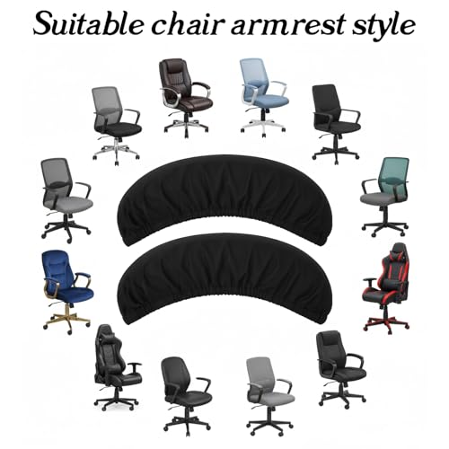 Guduling 2-Pack Arm Rest Pads for Office Chairs,Black Computer Chair Arm Rest Pads,Stretchable & Removable Universal Arms Rests Covers for Office Chair, Gaming & Desk Chairs
