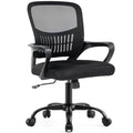 DUMOS Home Office Chair - Ergonomic Mid Back Mesh Desk Chair with Lumbar Support & Rocking Mode, Height Adjustable, Fixed Armrest, for Conference, Computer, 360° Swivel, Adults, Black