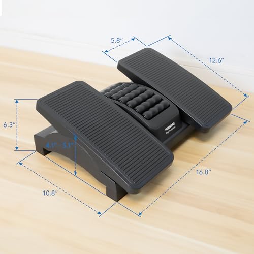 Mount-It! Ergonomic Footrest, Tilt Adjustable Individual Platforms, Height Adjustable Foot Rest with Massage Surface, Under Desk Foot Stool for Office, Leg Support and Improved Posture, Black