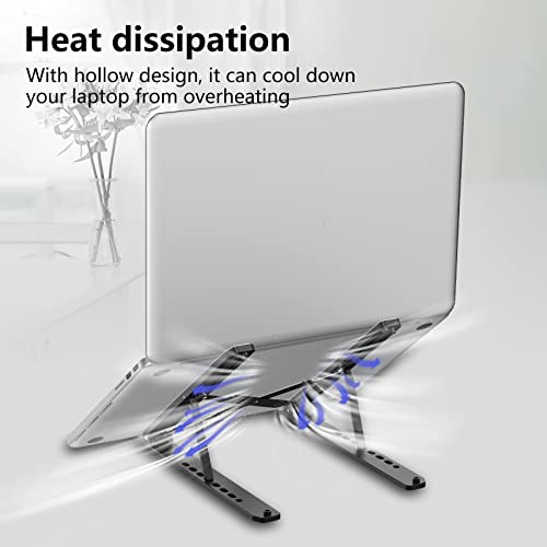 Tonmom Laptop Stand for Desk, Adjustable Laptop Riser ABS+Silicone Foldable Portable Notebook Holder, Ventilated Cooling Notebook Mount Computer Stand for 10-15.6” Laptops,Tablets-Black