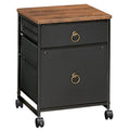 HOOBRO File Cabinet, 2-Drawer Vertical Mobile Office Cabinet, Rolling Printer Stand, for A4/Letter Size Files, Nonwovens Drawer, for Home Office, Rustic Brown and Black BFK21WJ01