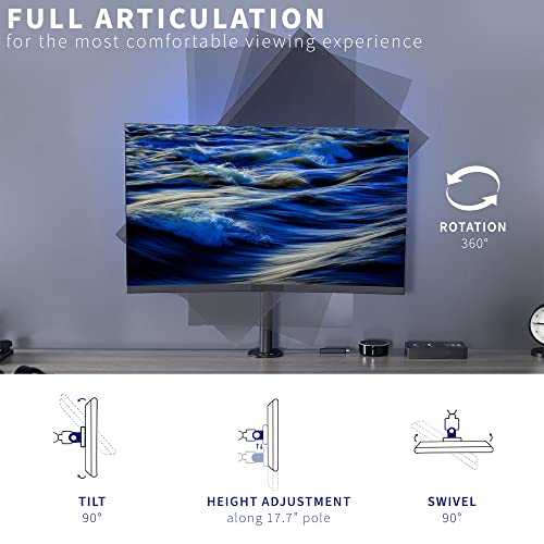VIVO Single 13 to 38 inch LCD Monitor Heavy Duty Desk Mount Stand, Holds 1 Standard to Ultrawide Screen up to 38 inches, STAND-V001C