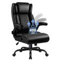 VENDORZ Office Chair, Big and Tall 400LBS Heavy Duty Executive Office Desk Chair with Flip-up Armrest, Ergonomic Swivel High Back Office Chairs with Lumbar Support, PU Leather (Black)