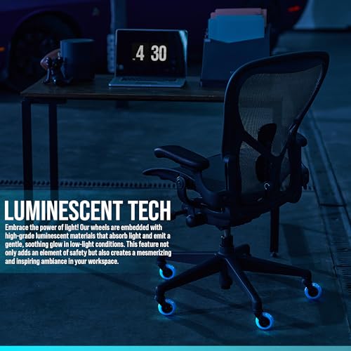 STEALTHO Heavy Duty Office Chair Wheels, Set of 5-3 Inch Patented Roller Blade Casters for Hardwood, Tile, Carpet - SGS-Tested 650 lb Capacity, ABEC-9 Bearings, Fits 7/16x7/8 Stem, Not IKEA