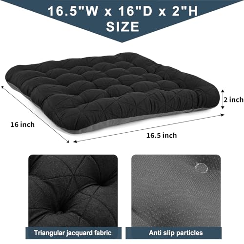 BUYUE Good Support Office Chair Cushion, Luxury Jacquard with Anti-Skid Silicone Seat Cushion Padded for Computer Desk Kitchen Chair (1 Count, Black)