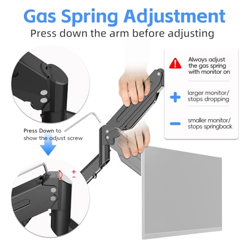 Suptek Monitor Mount Gas Spring Monitor Arm Desk Mount Fully Adjustable Fits 17 20 22 23 24 26 27 32 35 inch Monitors Weight Capacity up to 24.25 lbs