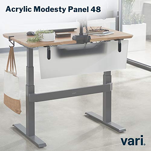 Vari Acrylic Modesty Panel 48 - Privacy Divider for Above or Below Desktop - Easily Clamps to Desk with No Tools Required - Durable Frosted Acrylic Finish