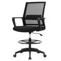 PayLessHere | Drafting Chair | Black | Tall Office Chair with Adjustable Seat Height & Footrest, Ergonomic Mesh Back, Lumbar Support, 360 Degree Swivel Rolling Wheels | for Workspaces & Home Office