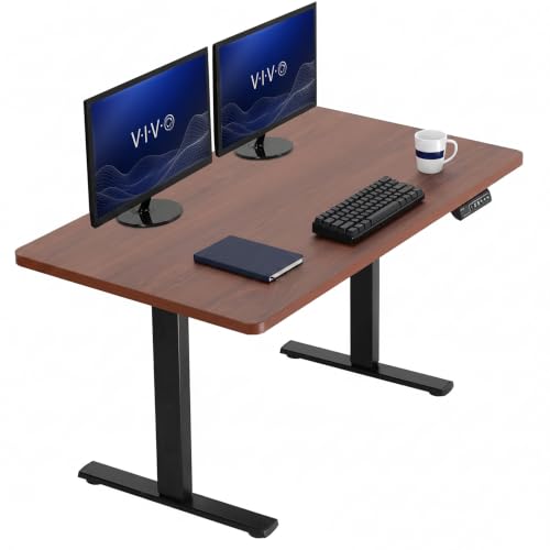 VIVO Electric 43 x 24 in Standing Desk, Memory Height Adjustment, 1B Series, Holds 220 lbs, Dark Walnut Top, Black Frame, DESK-1B4D