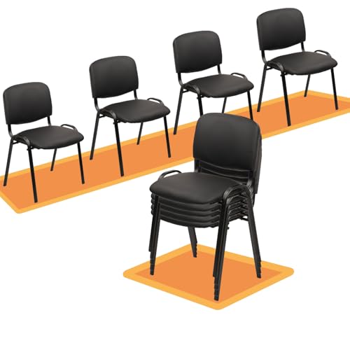 CLATINA Stacking Conference Room Chairs No Wheels, PU Leather Waiting Room Chair Armless Stackable Office Guest Chair with Metal Frames for Reception Lobby Side Training School, Black Set of 10