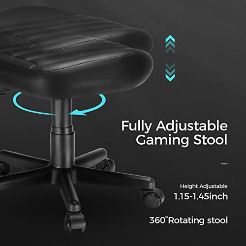 EUREKA ERGONOMIC Multi-Use Stool, Height Adjustable Swivel Rolling Stool Chair W Wheels, Ottoman Footrest for Gaming, Home Office, Black