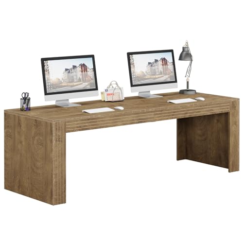 Tribesigns 79-Inch Extra Long Desk, Two Person Double Desk for Home Office, Wooden Long Computer Desk Writing Table for Office, Natural Oak