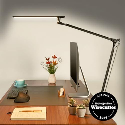 UPLIFT DESK E7 LED Desk Lamp with Clamp - Adjustable 3 Color Modes, Dimmable Black Architect Light for Standing Desk, Home Office, Dual Monitor Computer Work