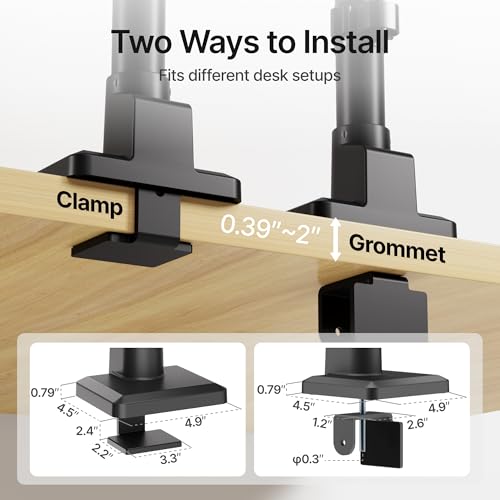 monTEK Tall Single Monitor Arm for 17 to 45 Inch Curved Screen Adjustable Upgraded Heavy Duty Ultrawide Monitor Arm Holds 35 Lbs Cable Management with C Clamp, Grommet Base, VESA 75/100mm, MA1007PBK