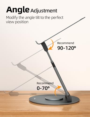 Nulaxy Telescopic 360 Rotating Laptop Stand for Desk Adjustable Height Swivel Pull Out Design Ergonomic Laptop Riser Standing Desk Converter Fits All 10-17" Laptops Computer MacBook, Gray