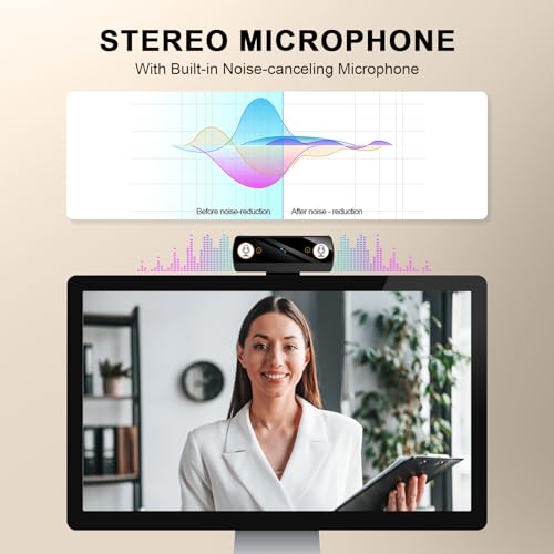 Diccik 1080P Webcam with Microphone, Full HD Video Calling Web Camera, HD Light Correction Streaming Webcam for Zoom/Skype/Teams, Plug and Play PC Camera Web cam for Windows & Mac