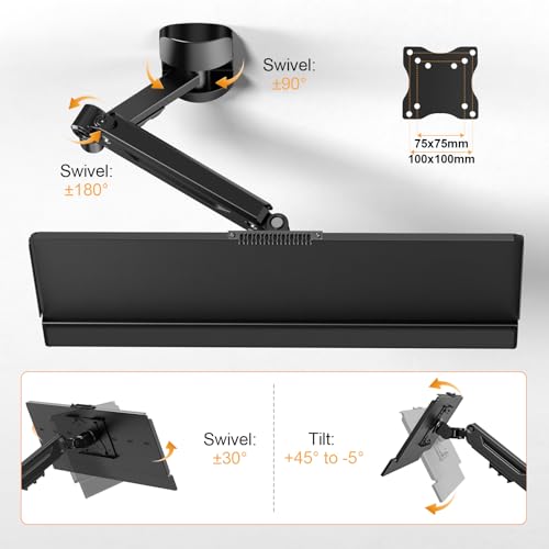 Putilsen Mount Wall Mount Keyboard Tray- Keyboard and Mouse Stand & Monitor Mount Arm,Height Adjustable Typing Platform Holds up to 26.4 lbs,Black