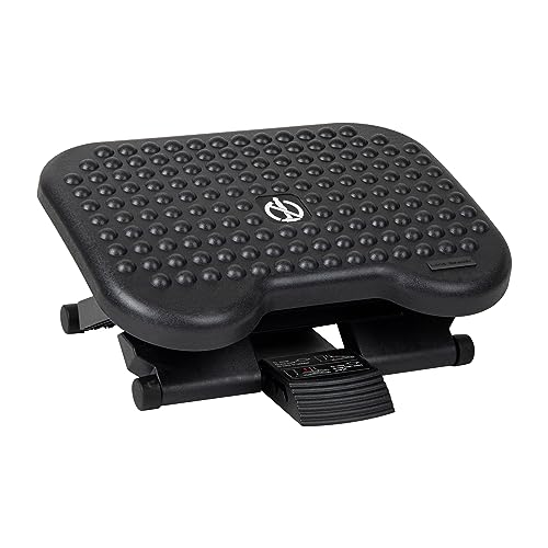 Mind Reader Foot Rest, Under Desk at Work, Ergonomic, Height Adjustable, Office, Plastic, 17"L x 13"W x 6.25"H, Black